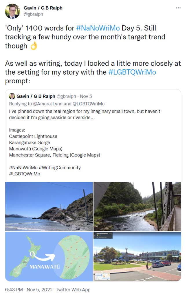 NaNoWriMo 2021 tweet update Day 5