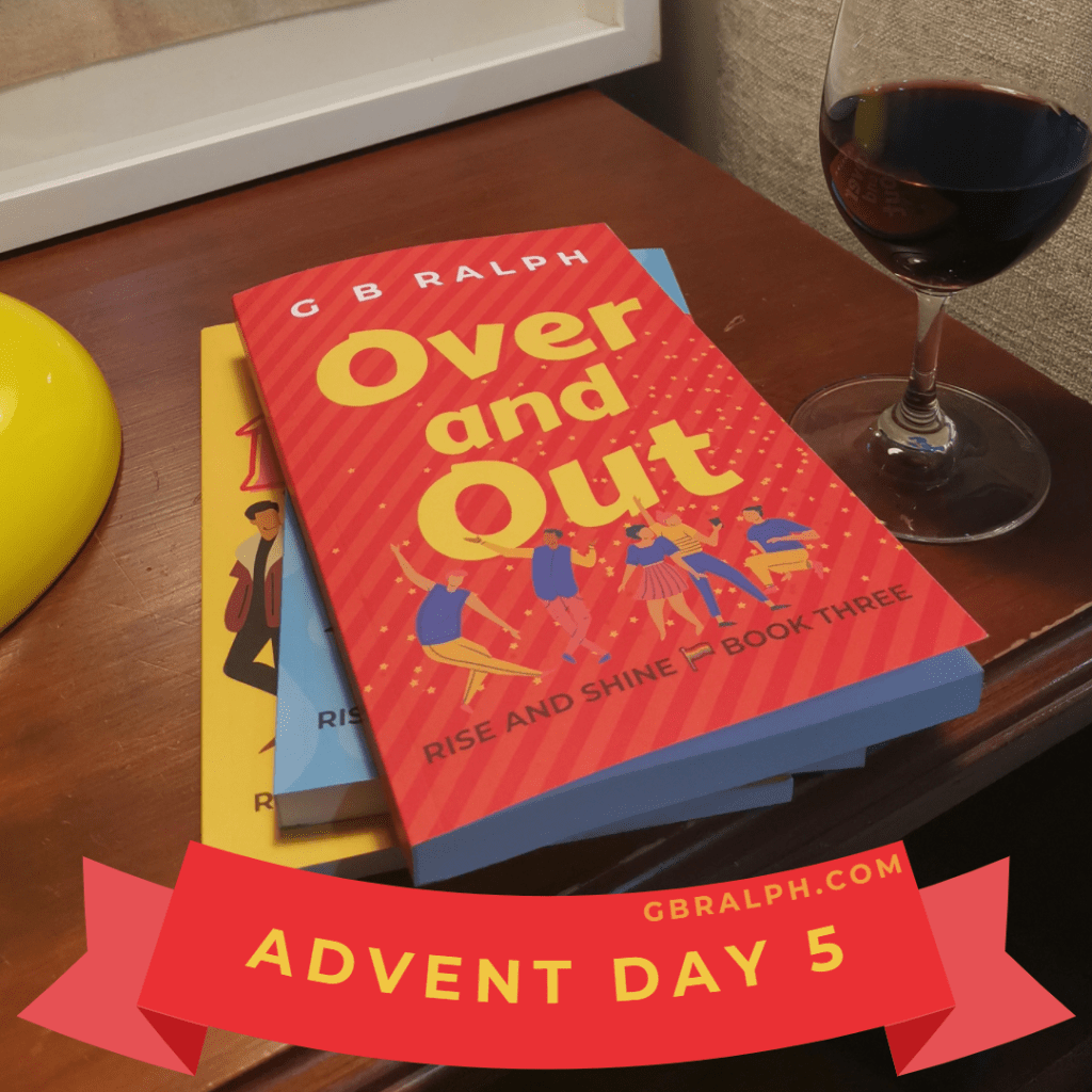 Over and Out by G B Ralph. Book stacked on bedside table.