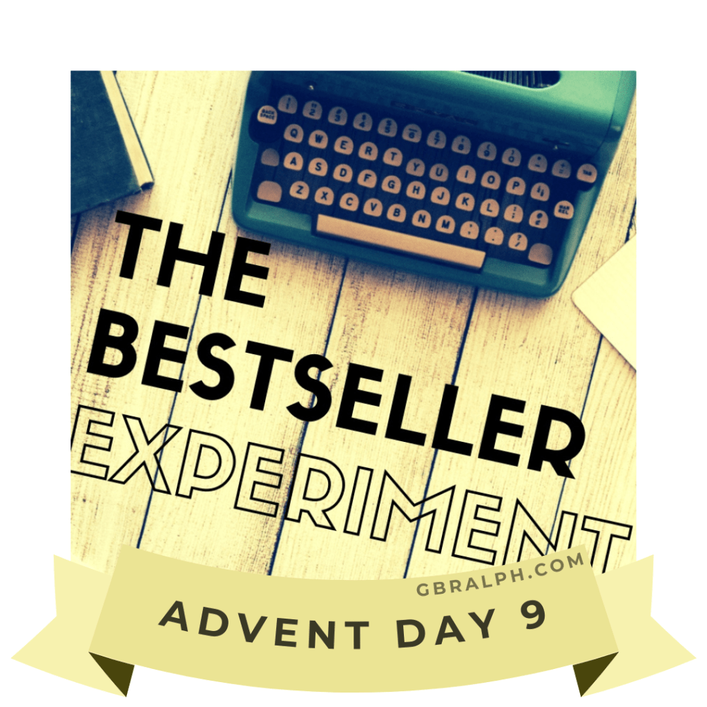 The Bestseller Experiment podcast logo with Advent Day 9 ribbon.