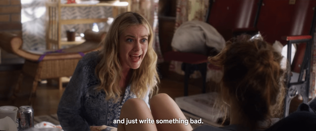 Set It Up screenshot. Dialogue: ...and write something bad.