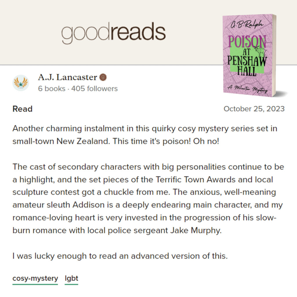 Goodreads review from A.J. Lancaster.