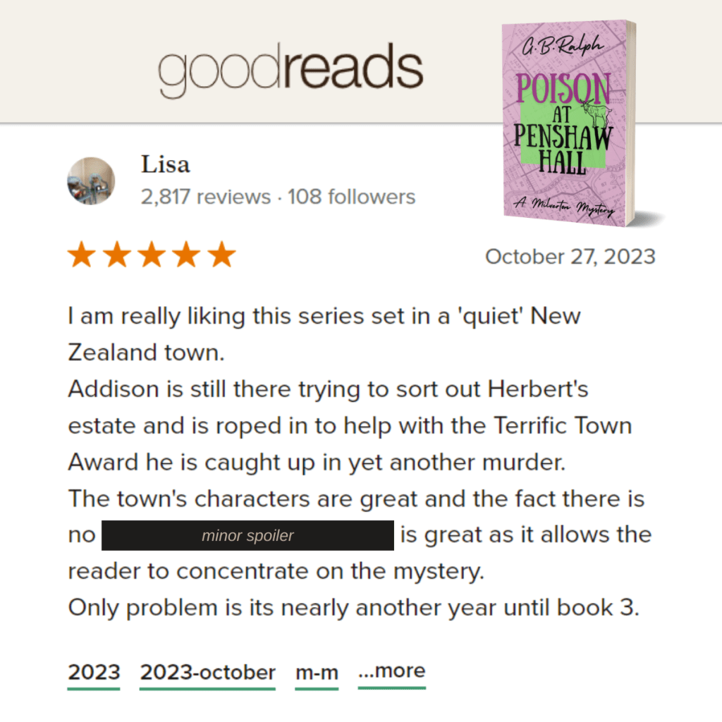 Goodreads review from Lisa. 5 stars.