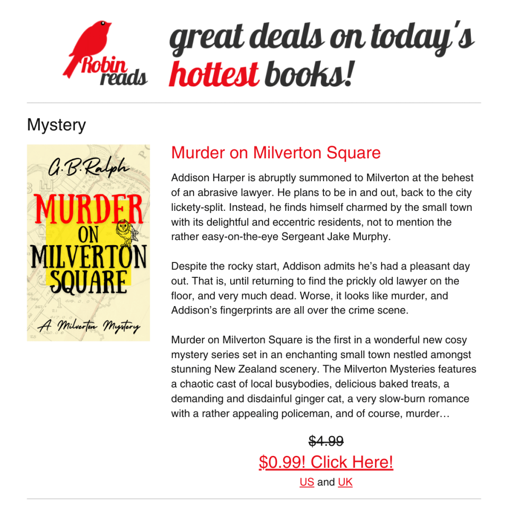 Robin Reads feature of Murder on Milverton Square by G B Ralph.