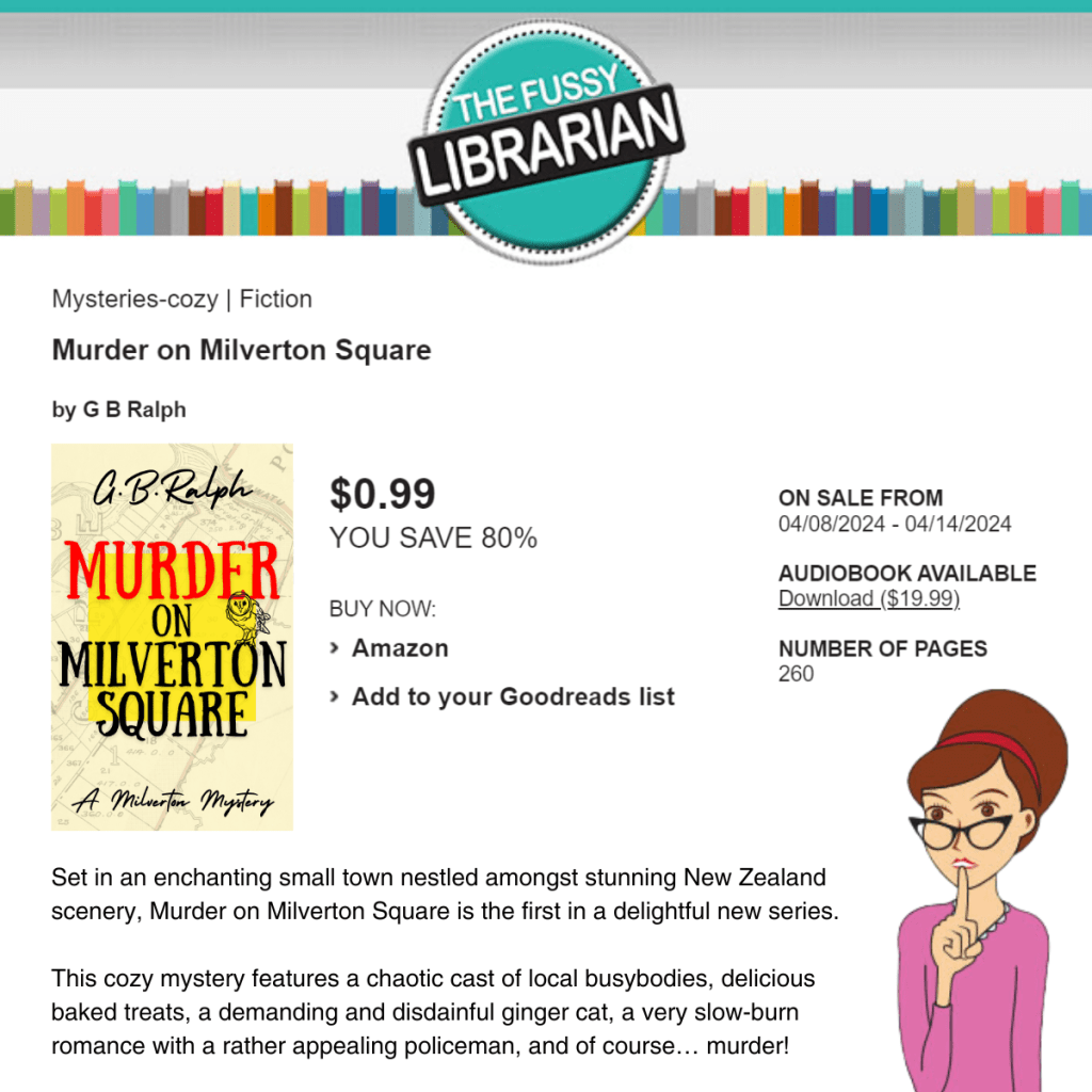 The Fussy Librarian feature of Murder on Milverton Square by G B Ralph.