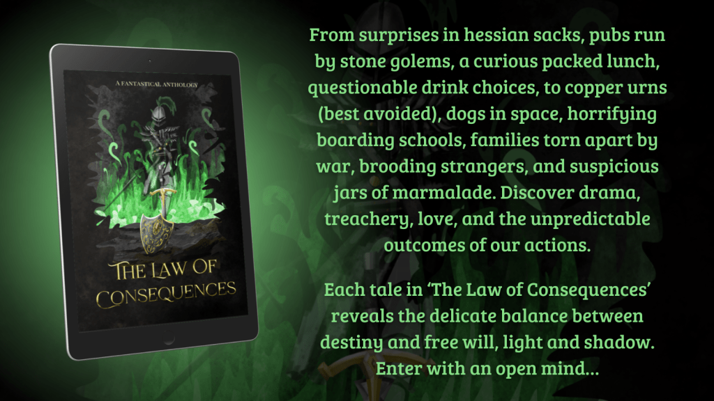 The Law of Consequences. Fantasy short story anthology. Book cover image and blurb 2 of 2.