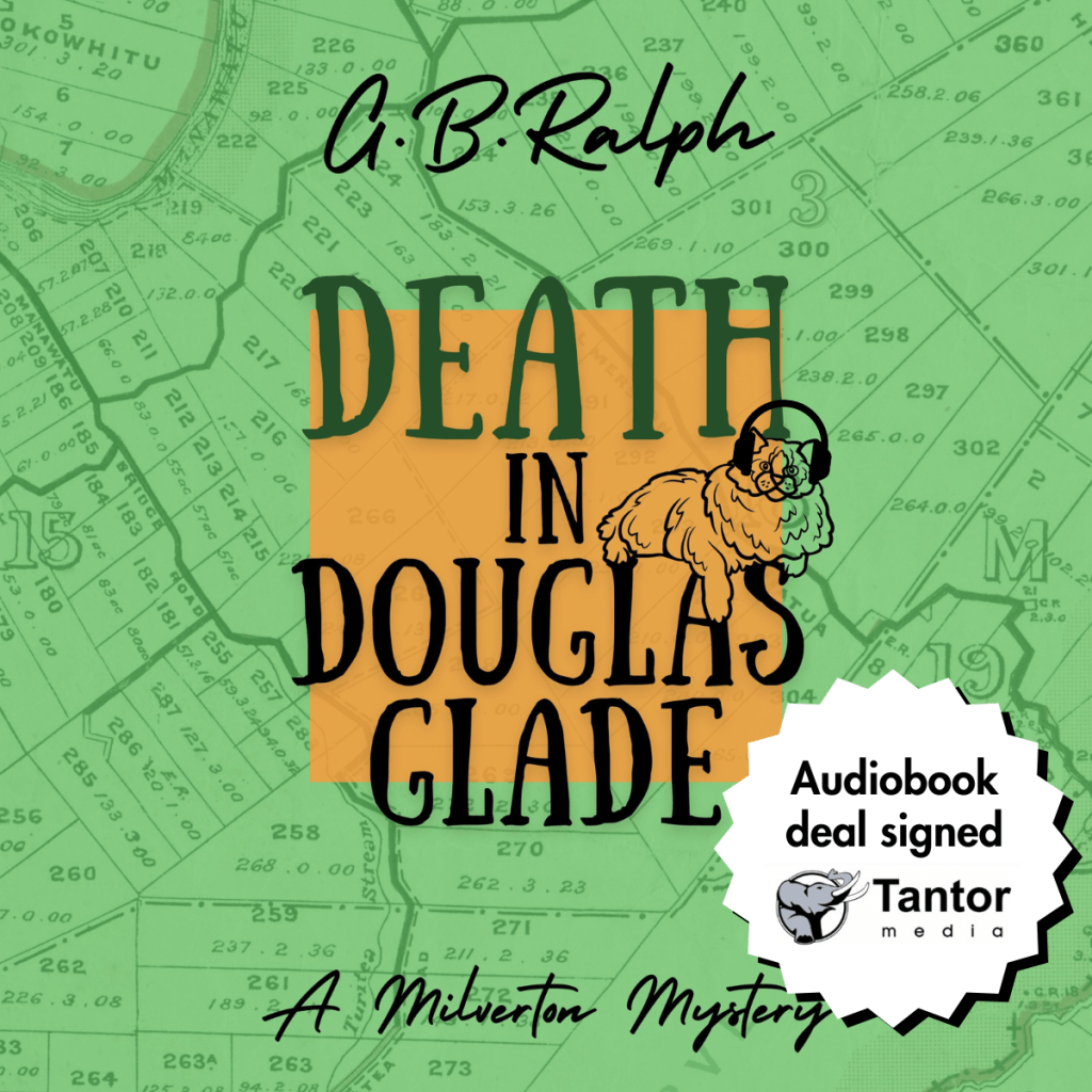 Death in Douglas Glade by G B Ralph. Draft audiobook cover design. Badge with text: Audiobook deal signed - Tantor Media.