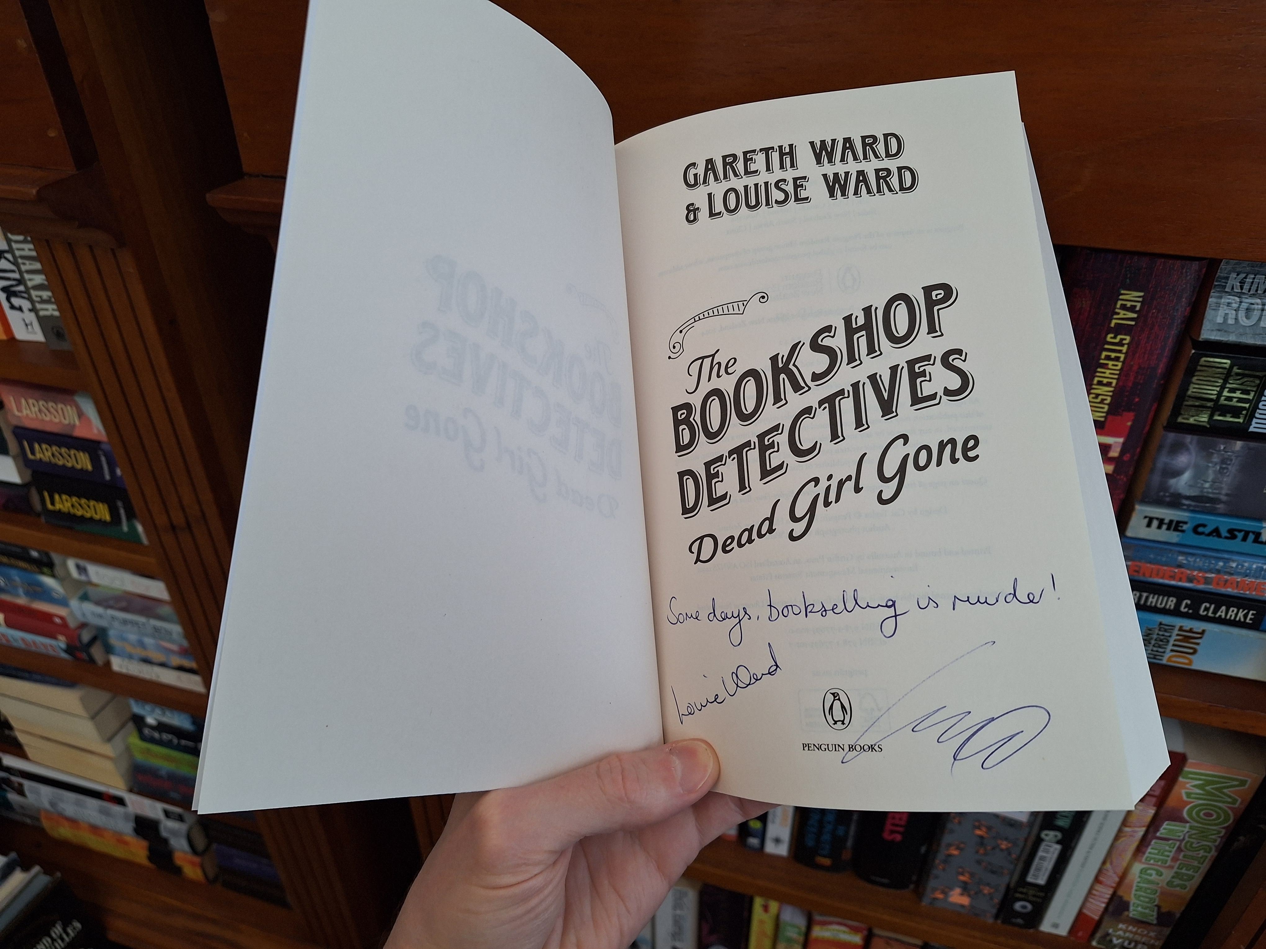 Signed title page of The Bookshop Detectives: Dead Girl Gone
