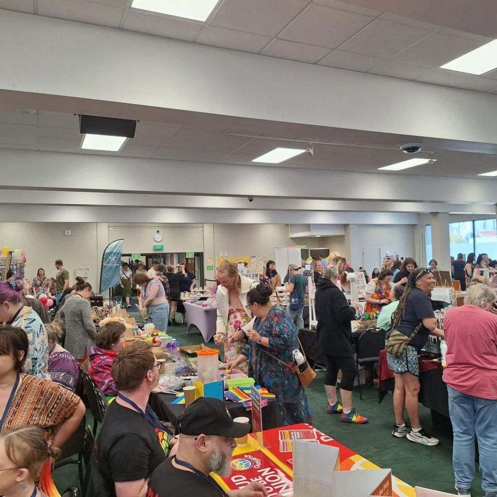 Stalls at the Palmy Drag Fest Rainbow Fair