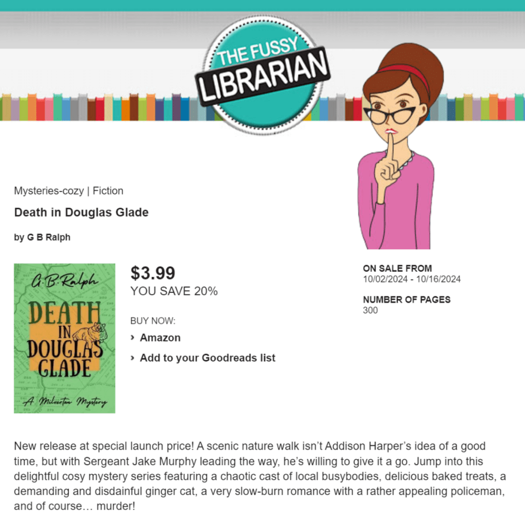 Death in Douglas Glade by G B Ralph. Book featured on The Fussy Librarian