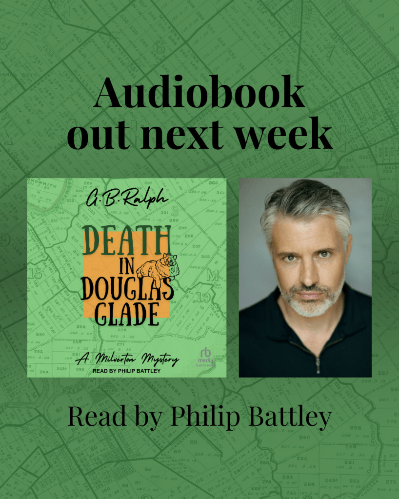 Audiobook out next week. Death in Douglas Glade by G. B. Ralph. Read by Philip Battley. Audiobook cover design and narrator mug shot.