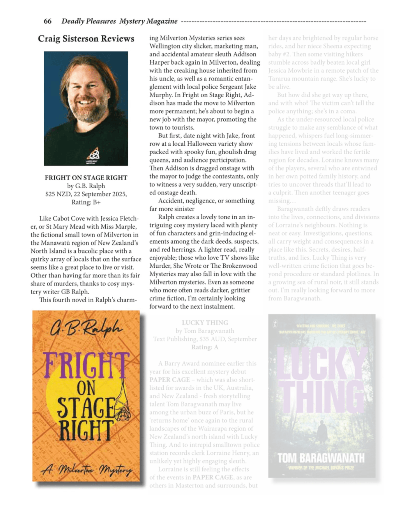 Review of Fright on Stage Right by G. B. Ralph. Full review text.