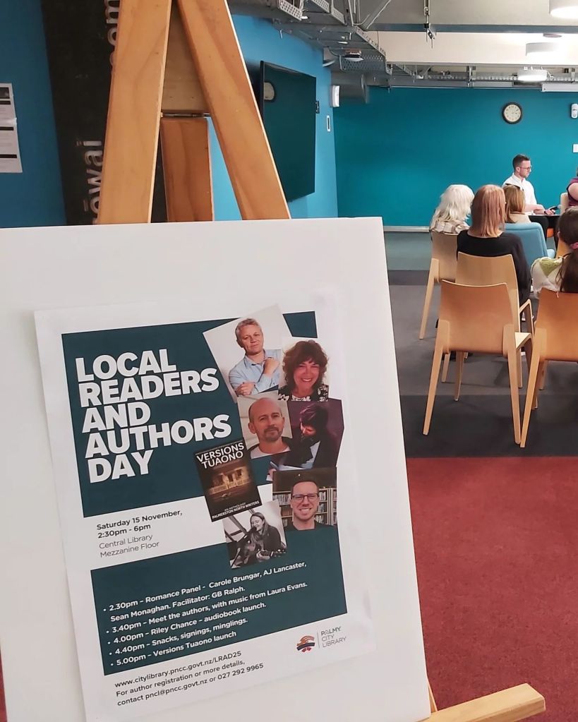 Local Readers and Authors Day poster on easel
