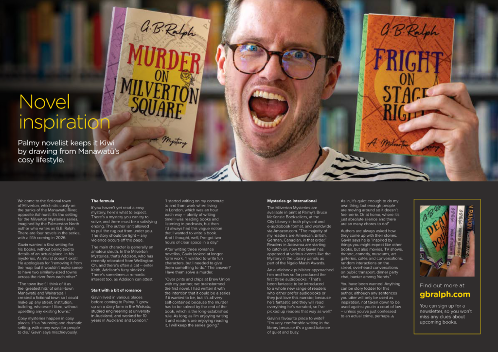 Palmy Proud magazine double-page spread with article and photos.