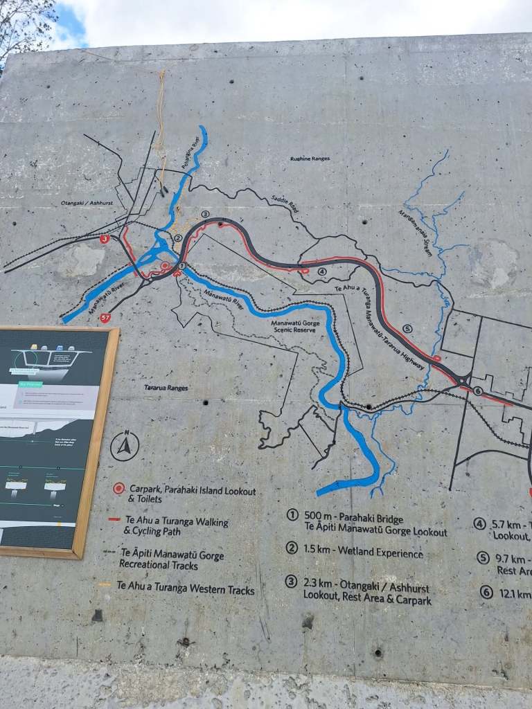 Map of road, railway and walking trails